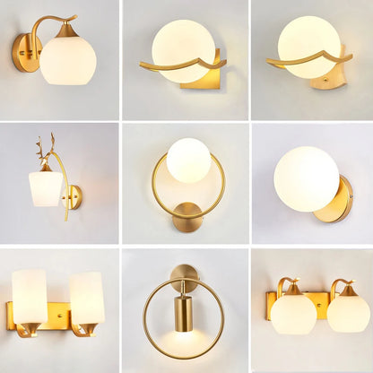 Decorative Modern Wall Lamp with Glass Shade Bedside Bedroom Loft Design Up Down Iron Led Wall Lights Gold for Home Mirror E27