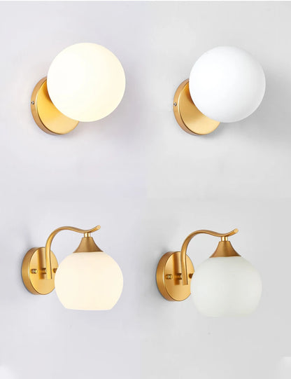 Decorative Modern Wall Lamp with Glass Shade Bedside Bedroom Loft Design Up Down Iron Led Wall Lights Gold for Home Mirror E27