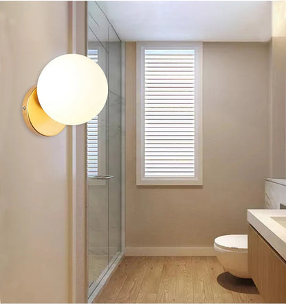 Decorative Modern Wall Lamp with Glass Shade Bedside Bedroom Loft Design Up Down Iron Led Wall Lights Gold for Home Mirror E27