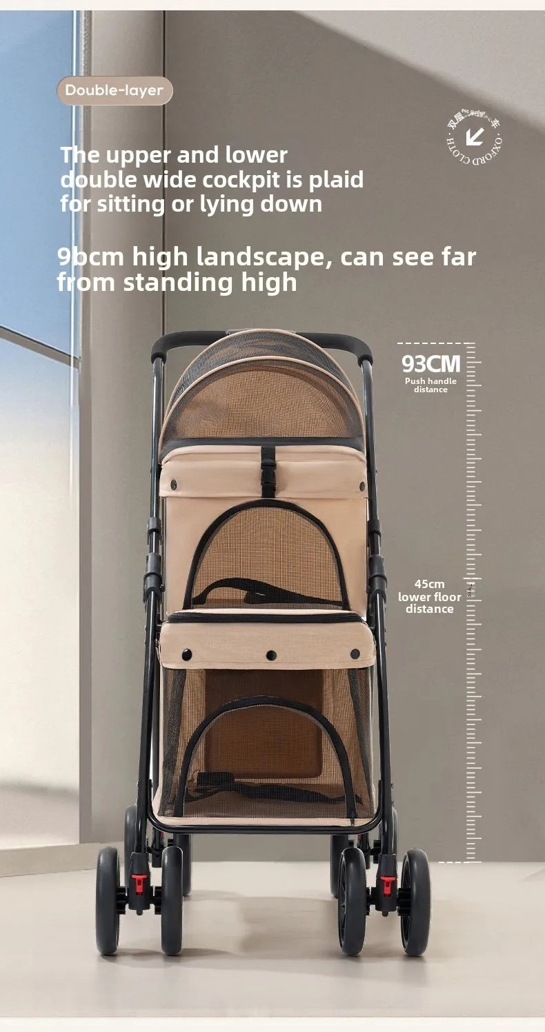 Double Decker, Pet, Cart, Lightweight, Foldable, Portable, Cat, Dog, Shelf, Travel Home Furniture Cart