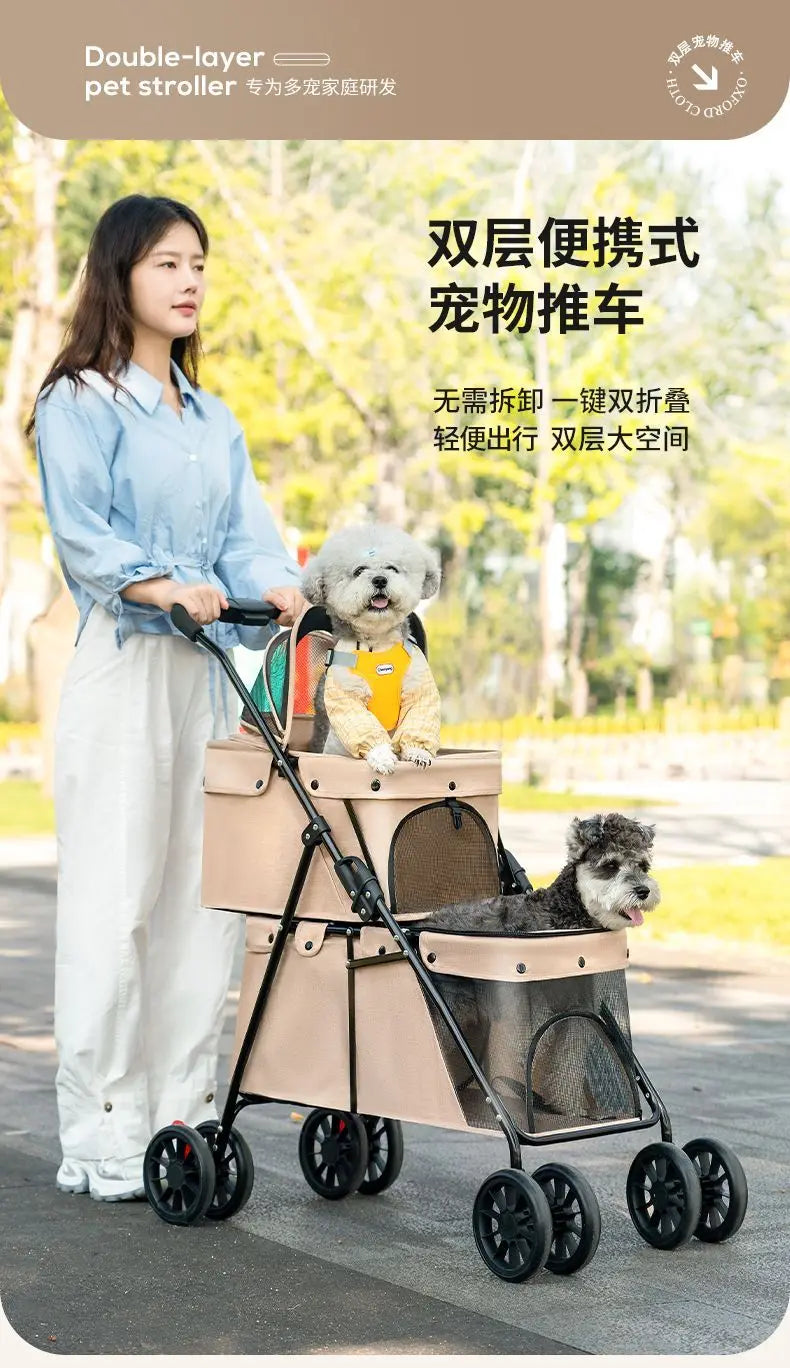 Double Decker, Pet, Cart, Lightweight, Foldable, Portable, Cat, Dog, Shelf, Travel Home Furniture Cart