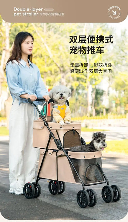 Double Decker, Pet, Cart, Lightweight, Foldable, Portable, Cat, Dog, Shelf, Travel Home Furniture Cart