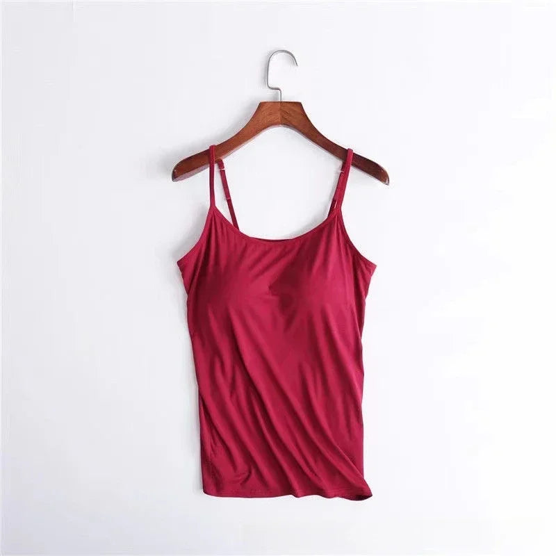 Cami Bra – Women's Camisole With Built In Padded Bra Vest Dropshipping As Seen on Tiktok Pink Top For Women Pajamas Home Wear