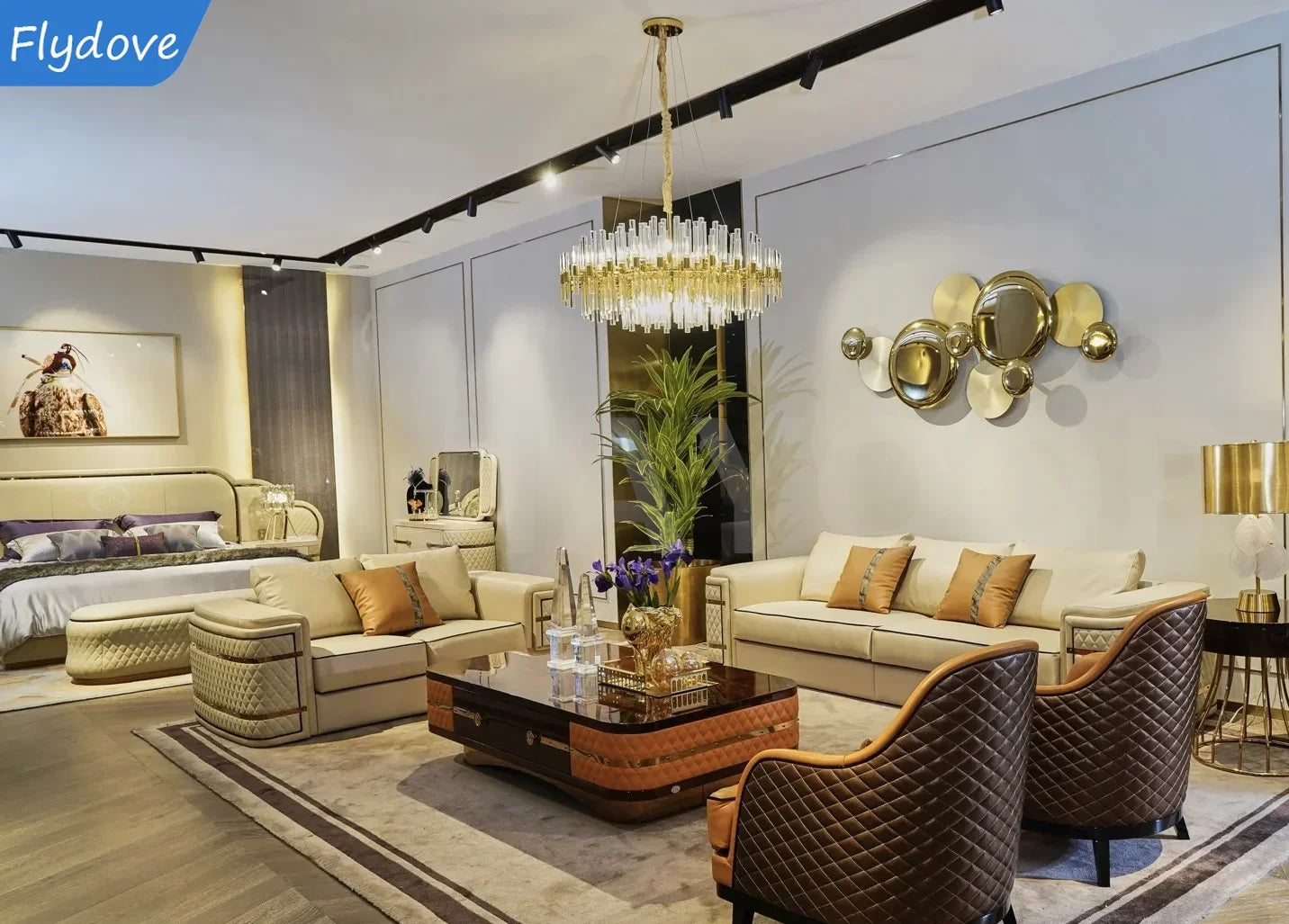 Light Luxury Living Room LED Decorative Lighting Bedside Lamp Background Wall Metal Circular Combination Hanging Wall Lamp