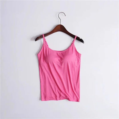 Cami Bra – Women's Camisole With Built In Padded Bra Vest Dropshipping As Seen on Tiktok Pink Top For Women Pajamas Home Wear