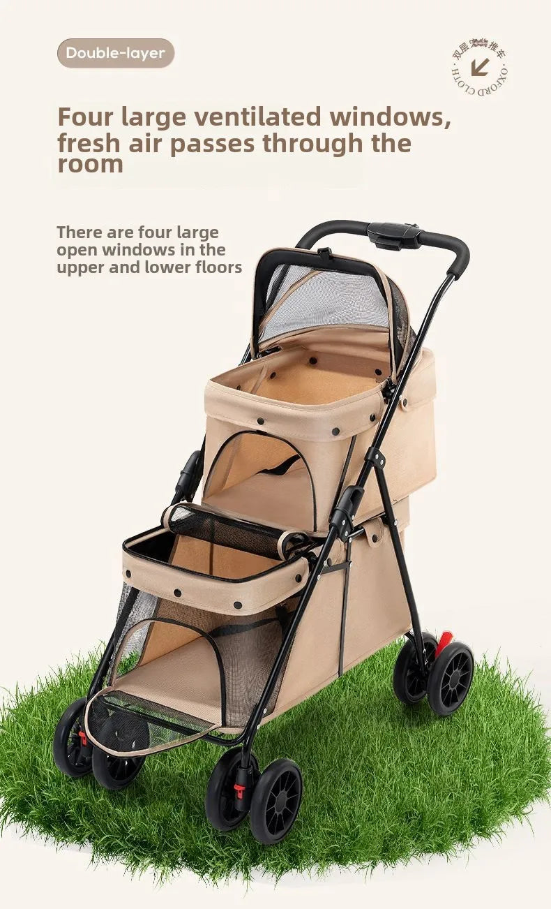 Double Decker, Pet, Cart, Lightweight, Foldable, Portable, Cat, Dog, Shelf, Travel Home Furniture Cart