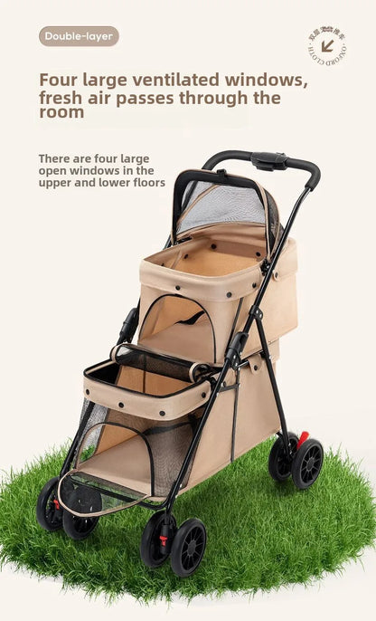 Double Decker, Pet, Cart, Lightweight, Foldable, Portable, Cat, Dog, Shelf, Travel Home Furniture Cart