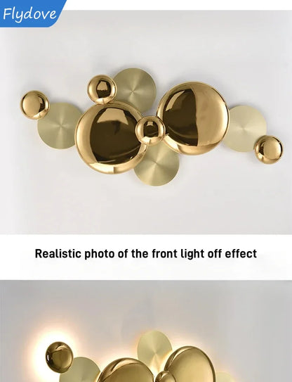 Light Luxury Living Room LED Decorative Lighting Bedside Lamp Background Wall Metal Circular Combination Hanging Wall Lamp