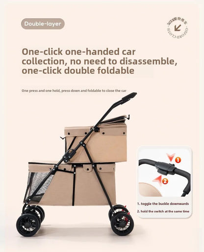 Double Decker, Pet, Cart, Lightweight, Foldable, Portable, Cat, Dog, Shelf, Travel Home Furniture Cart
