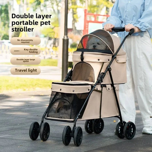 Double Decker, Pet, Cart, Lightweight, Foldable, Portable, Cat, Dog, Shelf, Travel Home Furniture Cart