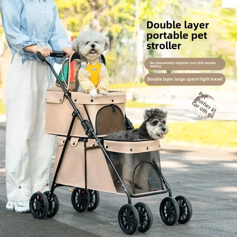 Double Decker, Pet, Cart, Lightweight, Foldable, Portable, Cat, Dog, Shelf, Travel Home Furniture Cart