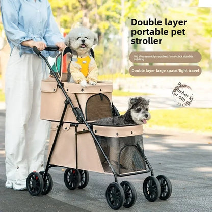 Double Decker, Pet, Cart, Lightweight, Foldable, Portable, Cat, Dog, Shelf, Travel Home Furniture Cart