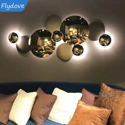 Light Luxury Living Room LED Decorative Lighting Bedside Lamp Background Wall Metal Circular Combination Hanging Wall Lamp