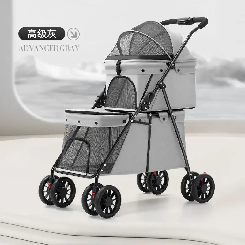 Double Decker, Pet, Cart, Lightweight, Foldable, Portable, Cat, Dog, Shelf, Travel Home Furniture Cart