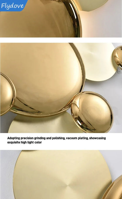 Light Luxury Living Room LED Decorative Lighting Bedside Lamp Background Wall Metal Circular Combination Hanging Wall Lamp
