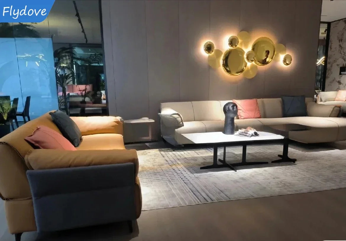 Light Luxury Living Room LED Decorative Lighting Bedside Lamp Background Wall Metal Circular Combination Hanging Wall Lamp