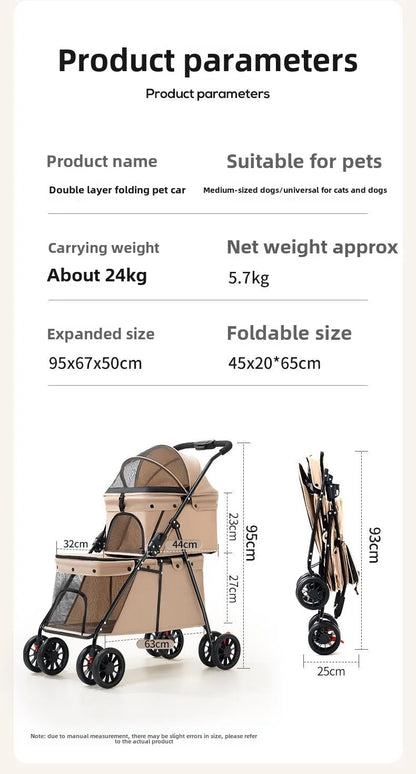 Double Decker, Pet, Cart, Lightweight, Foldable, Portable, Cat, Dog, Shelf, Travel Home Furniture Cart