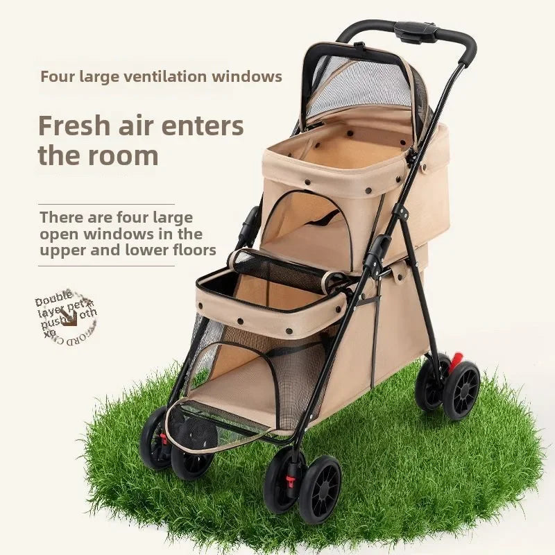 Double Decker, Pet, Cart, Lightweight, Foldable, Portable, Cat, Dog, Shelf, Travel Home Furniture Cart