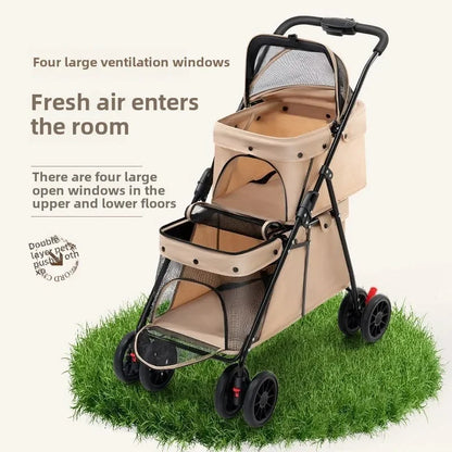 Double Decker, Pet, Cart, Lightweight, Foldable, Portable, Cat, Dog, Shelf, Travel Home Furniture Cart