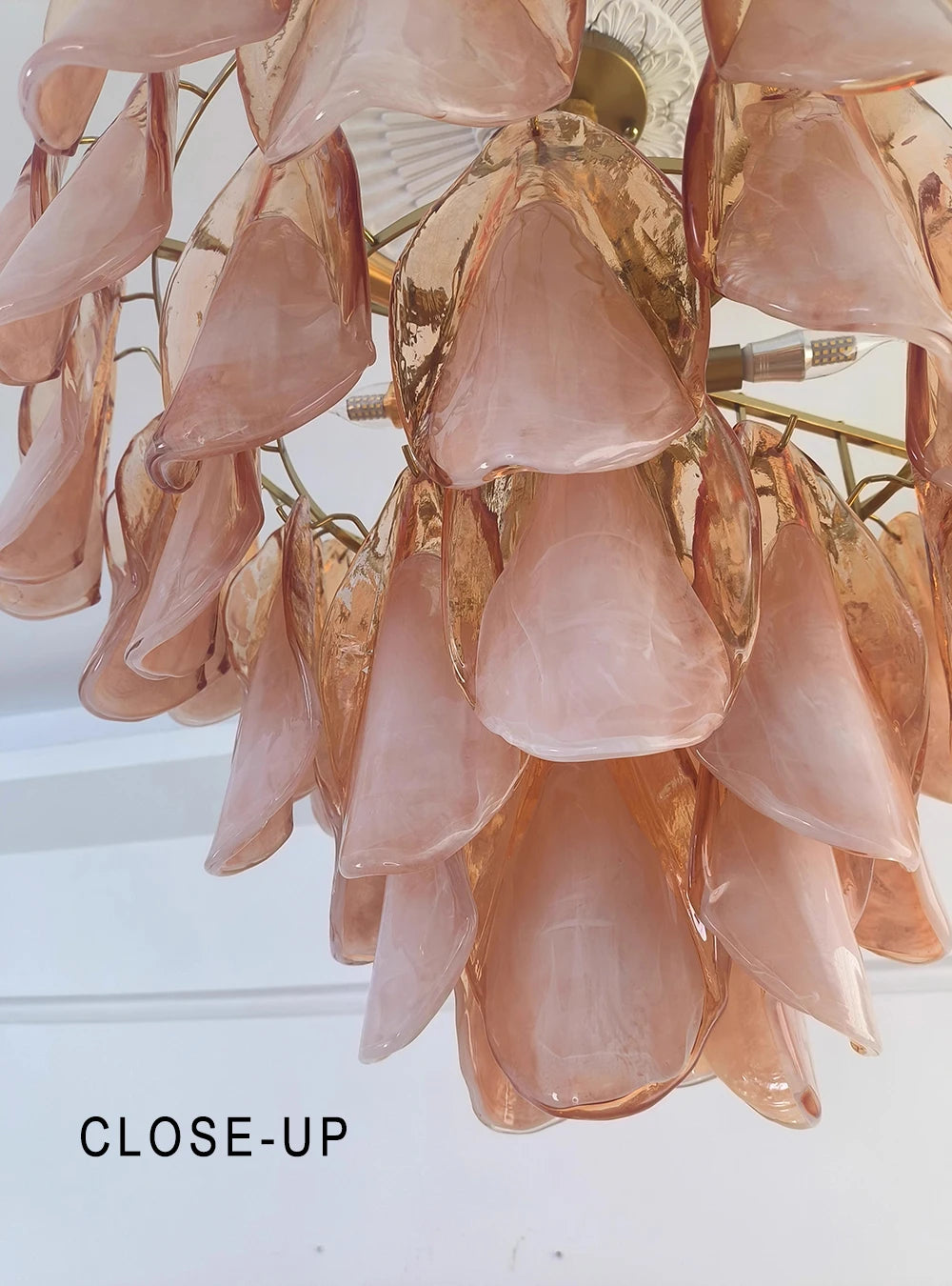 Postmodern luxury Pink E14 glass petal chandelier,Lustre living room Ceiling pendant lighting indoor decorative Kitchen fixtures