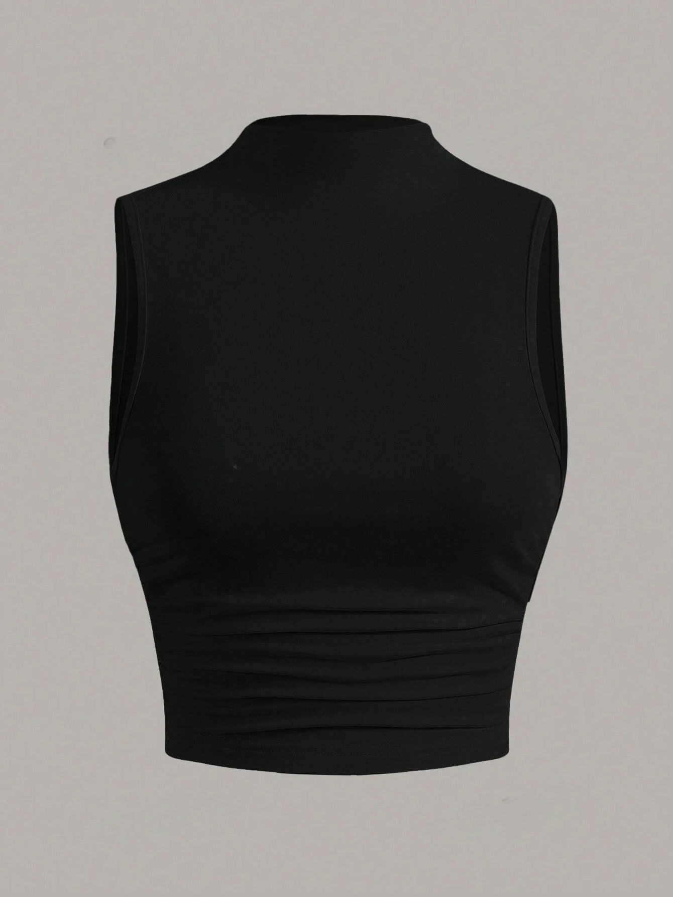Casual Mock Neck Sleeveless Tank Top for Women Summer Sexy Solid Color Slim Fit Stand Collar Crop Top Streetwear 2024
