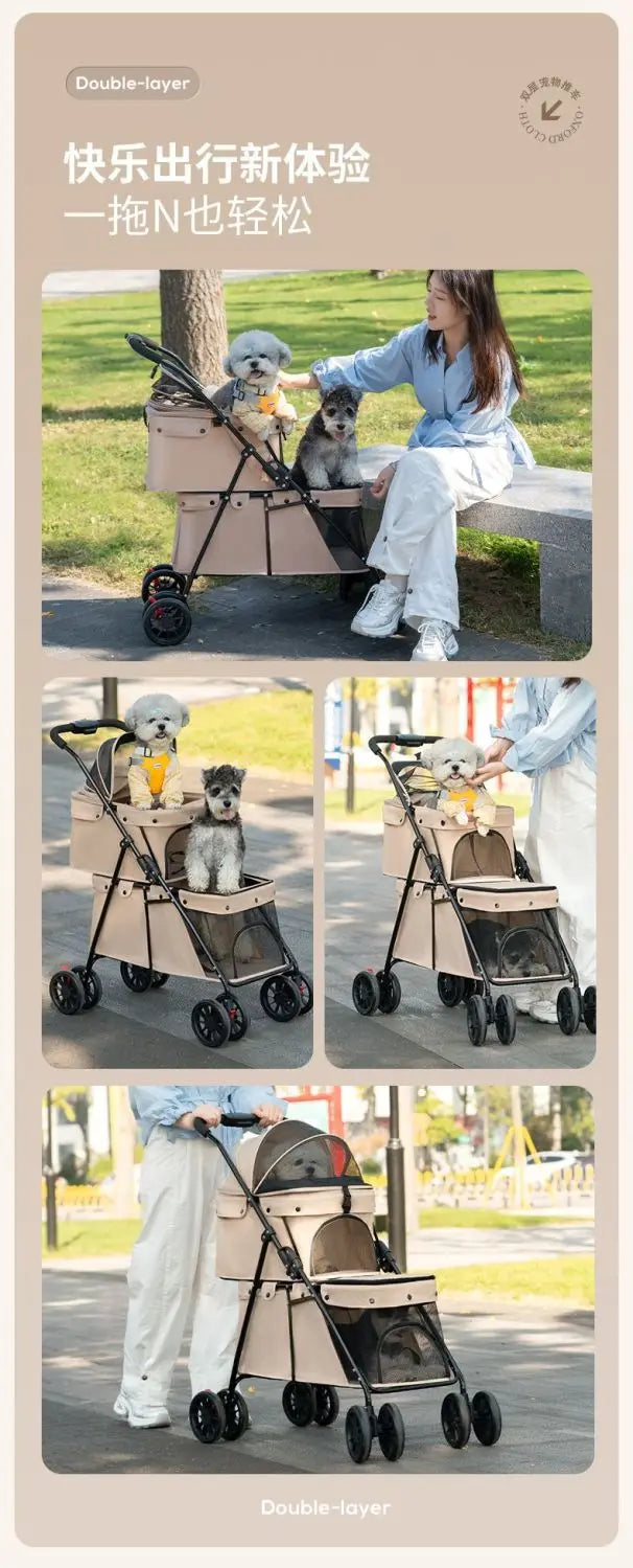 Double Decker, Pet, Cart, Lightweight, Foldable, Portable, Cat, Dog, Shelf, Travel Home Furniture Cart