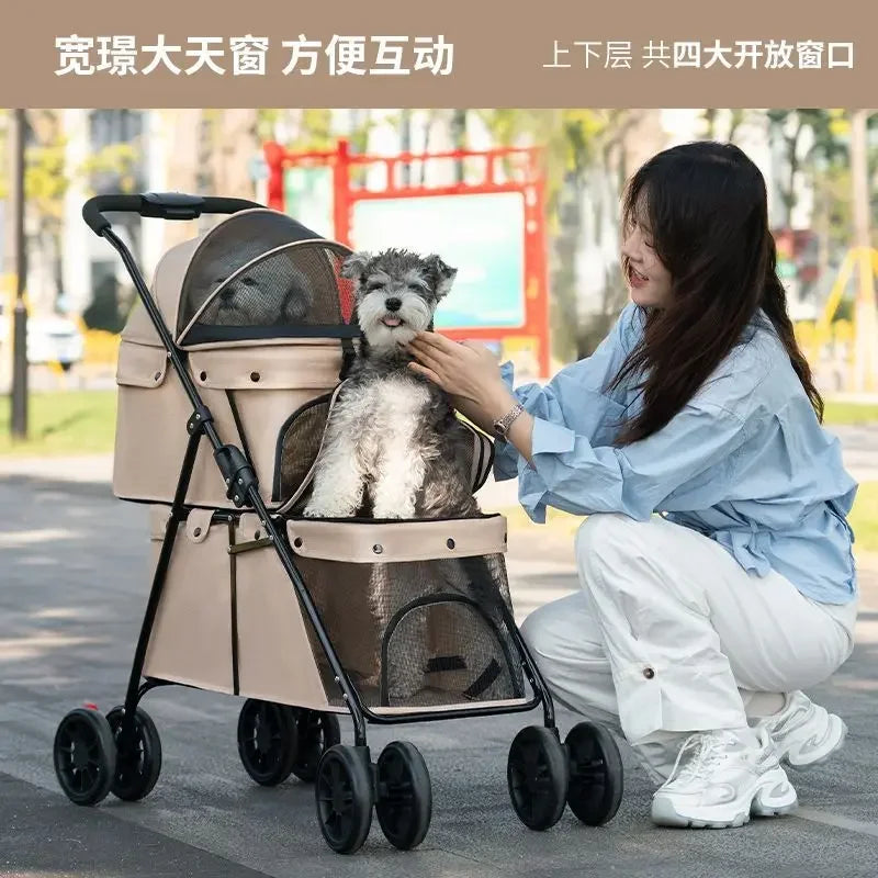 Double Decker, Pet, Cart, Lightweight, Foldable, Portable, Cat, Dog, Shelf, Travel Home Furniture Cart