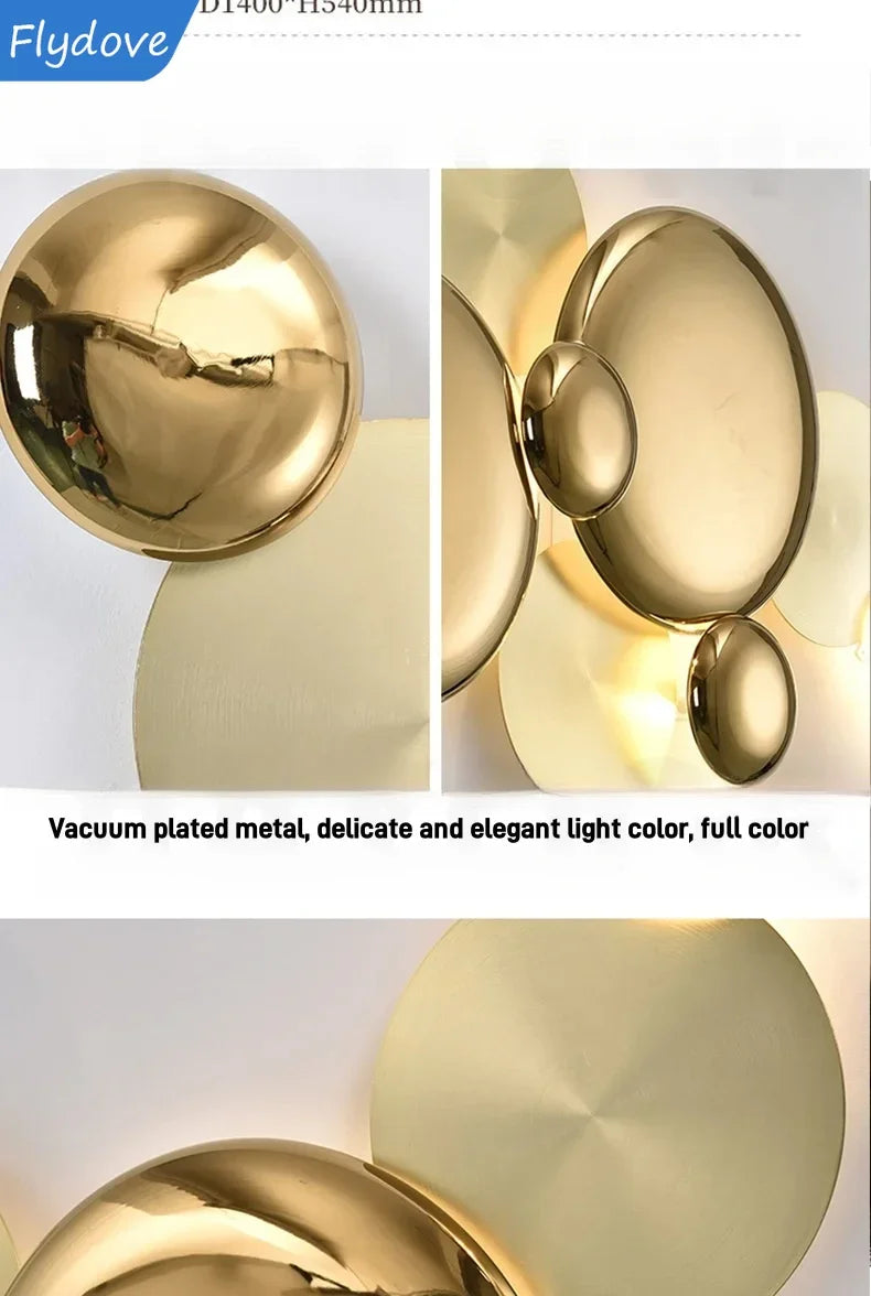 Light Luxury Living Room LED Decorative Lighting Bedside Lamp Background Wall Metal Circular Combination Hanging Wall Lamp